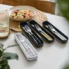 Multi-color portable tableware set, stainless steel lightweight travel lunch box six-piece set details Picture